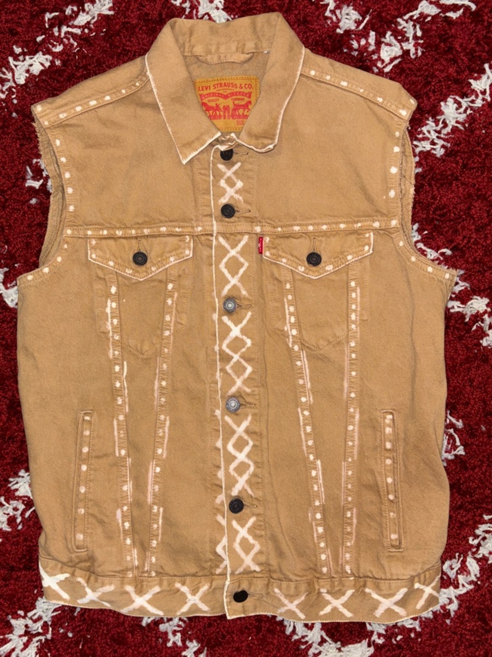 Levi's Men's Custom Bleached Denim Trucker Vest - Khaki - Medium